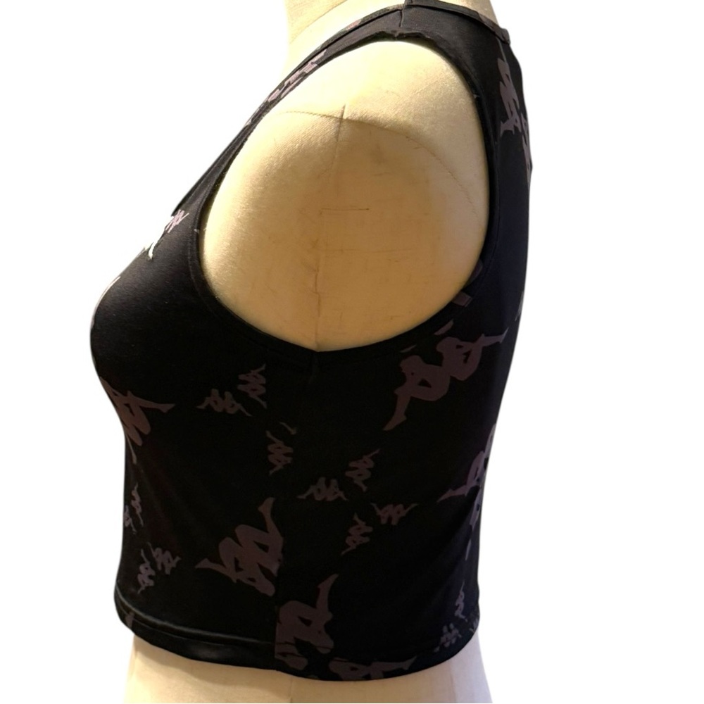 Kappa Black Logo Print Crop Tank Top Women’s Medium Y2K Streetwear - Picture 2 of 8
